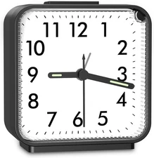 JXTZ Analog Alarm Clock, Bedside Clocks Battery Powered, Silent Non Ticking Trav