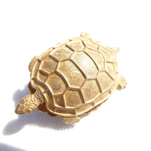 Signed 1950s MIRIAM HASKELL Gold Tone Turtle Brooch Pin Vintage Figural Vintage