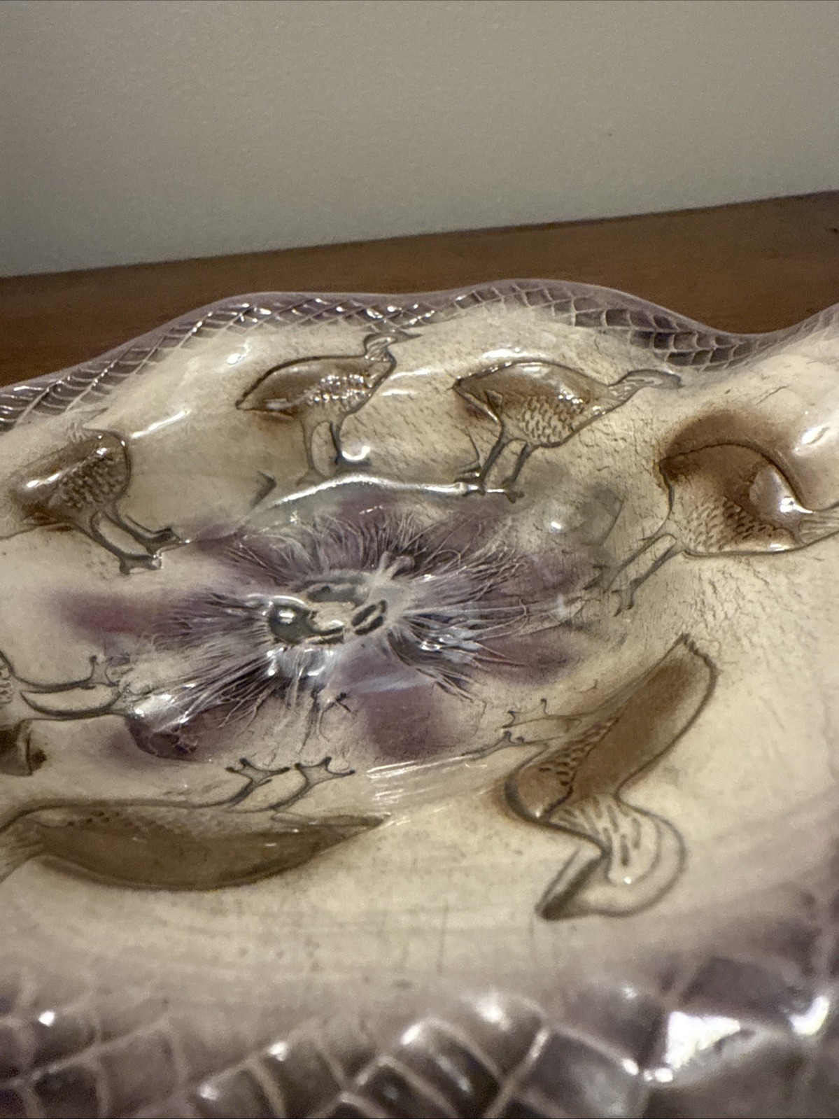 Vintage KANI OF HAWAII Hand Painted Decorative Bowl Birds Floral 6.5”