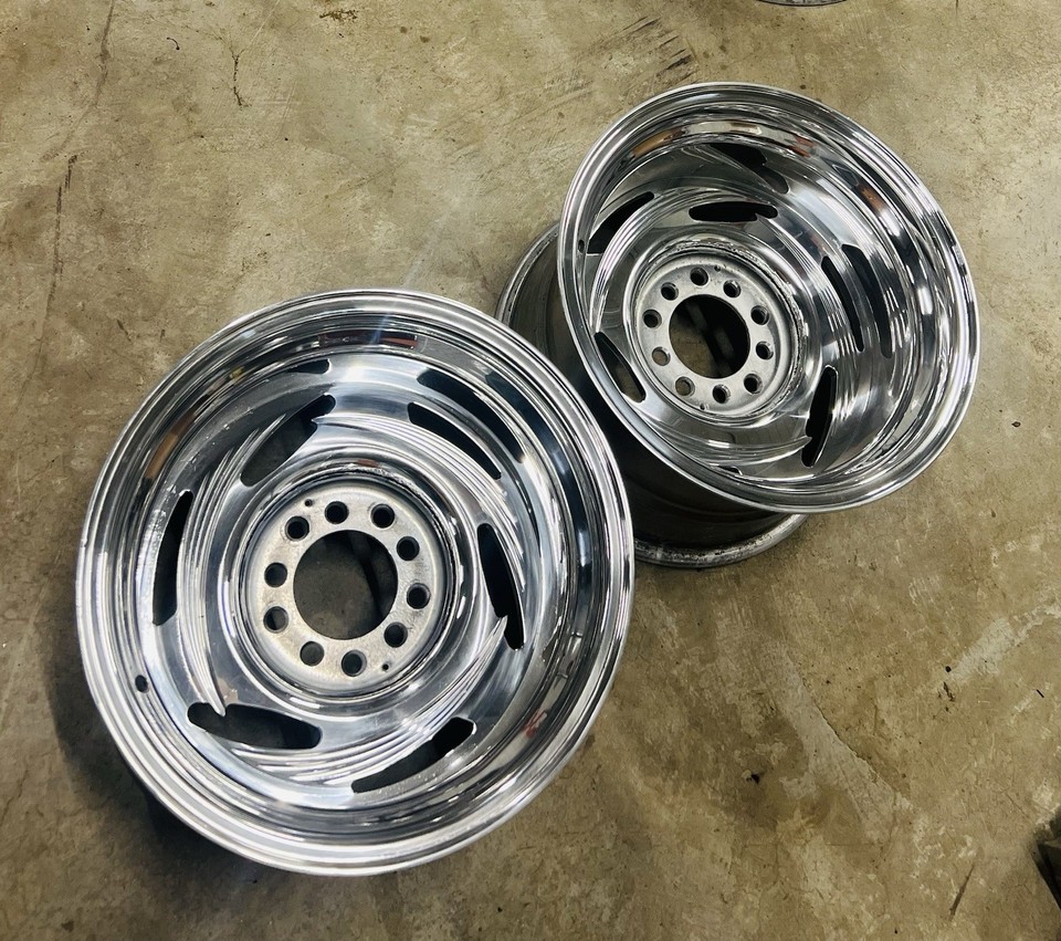(2) 15x10 CENTERLINE COBRA WHEELS POLISHED WITH 5x5 & 5x5.5 OBS CHEVY ...
