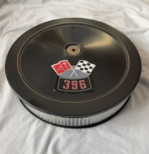 Chevrolet Air Cleaner Black 14 Round With 3d Decal 396 White Filter Chevy