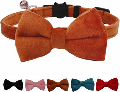 Cat Collar Breakaway with Bell and Removable Bow Tie Safety Buckle Velvet Adjust