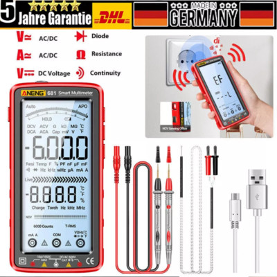 Digital Multimeter 6000 Counts Voltmeter AC/DC Spannungsmesser NCV Diode Tester