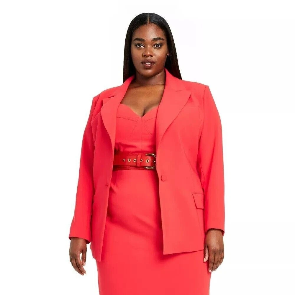 Women's Plus Size Tailored Blazer - Sergio Hudson - x Target Red