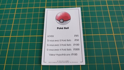 Pokéball Karte Ersatzteil Spiel Monopoly Pokemon Kanto Edition #C43