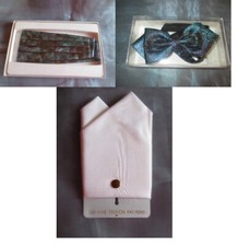 Festive Cummerbund Bow Tie and Shawl Sash Blue Shiny Monti up to 110cm