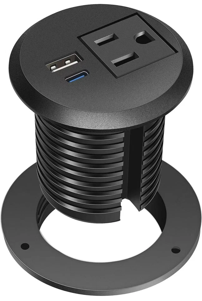 Desktop 2-inch Hole Grommet Flush Mount Power Outlet Charging Station 20W USB-C - Image 2 of 4