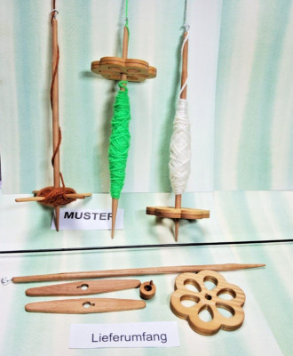 Multi SET 3 in 1 Handspindel Kopfspindel Kreuzspindel Blüte Spindel  Wollspindel