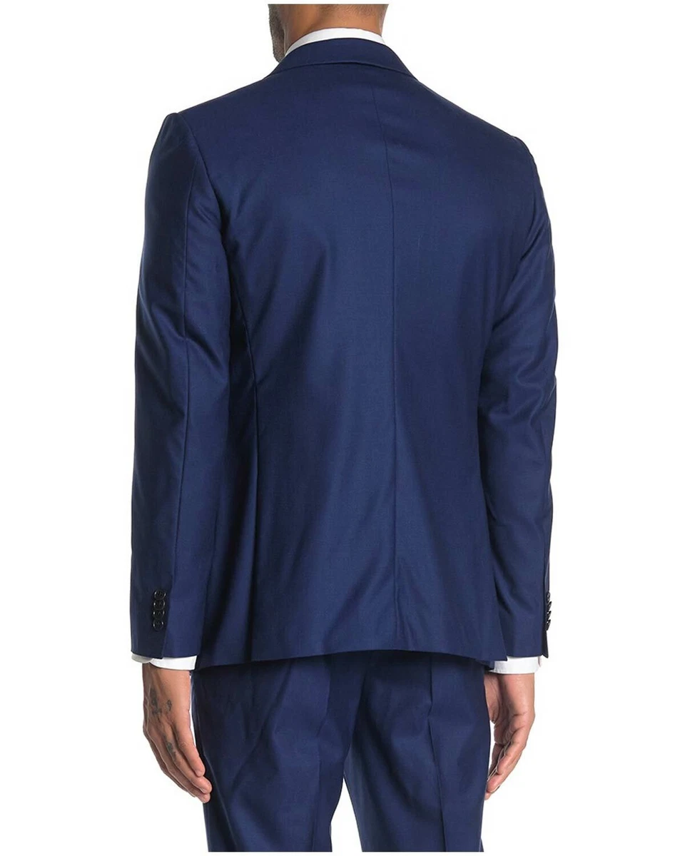 John Varvatos Star Usa Mens Trim Fit Wool Silk Blend Bedford Jacket 38S Blue