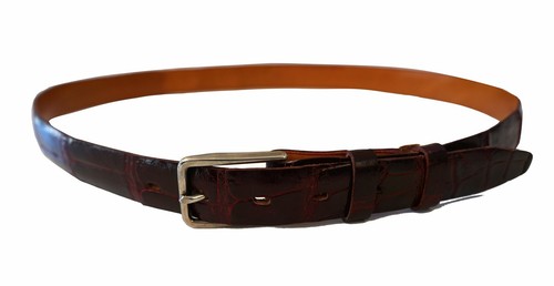 CEINTURES Herren Vintage Echt Alligator Leder Gürtel 36 weinrot oder schwarz - Bild 2 von 6