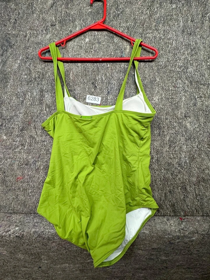 Calvin Klein 泳装褶皱正面绿色方领 16 码 — 第 3/4 张图片