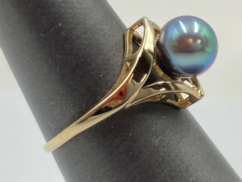 Syn. Lavender Pearl Stone Ring 14K Yellow Gold 2.3g Size 6 (EL1105173) - Imagem 2 de 4