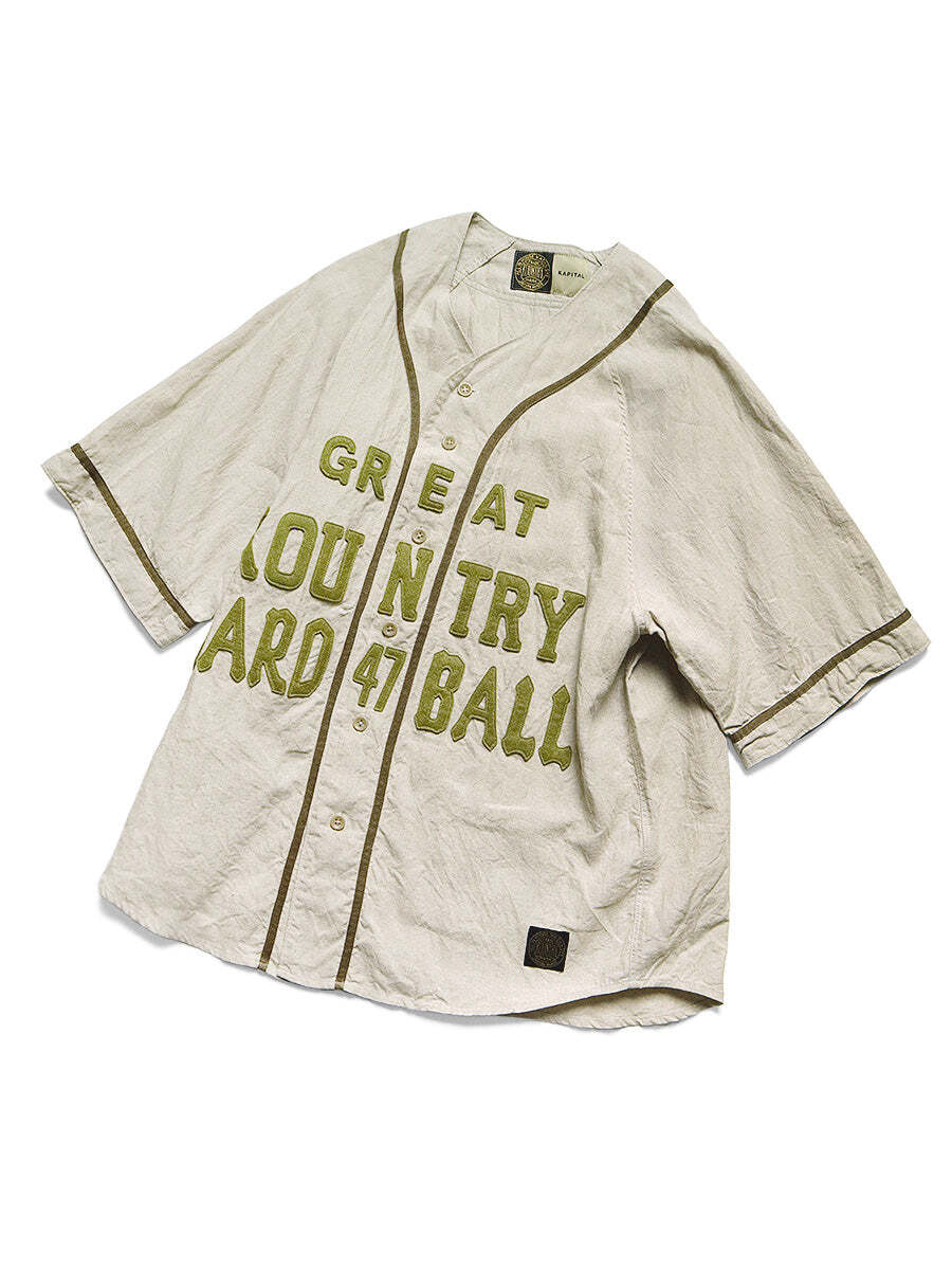 Kapital French Linen GREAT KOUNTRY Baseball Shirt | eBay