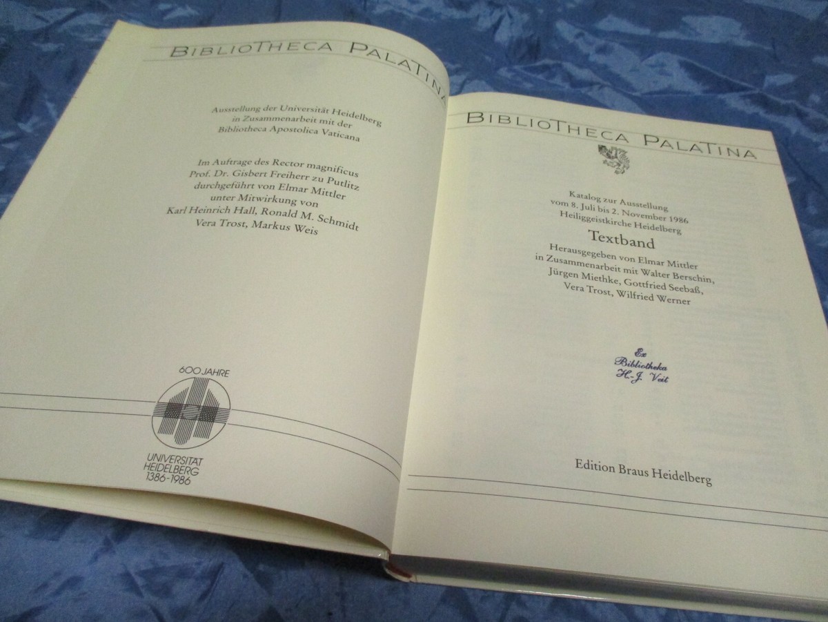 Bibliotheca Palatina , Textband , Katalog zur Ausstellung 1986 