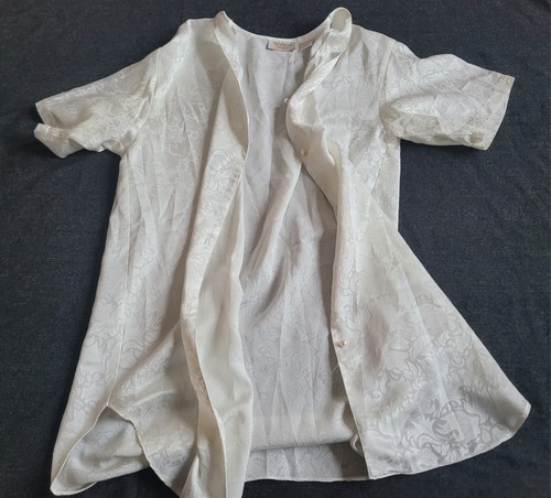Camicia da notte vintage Victoria's Secret etichetta oro bianca seta taglia M/L - Foto 4 di 14