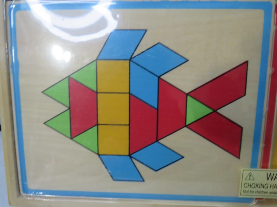Melissa And Doug Classic Wooden Toy Mosaics Pattern Blocks Shapes Color Scenes - Image 3 of 4