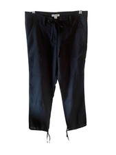 Boston Proper Black Drawstring Waist Wide Leg SZ 2 Ankle Ties Flat Front