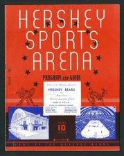 11-20-1943 INDIANAPOLIS CAPITALS @ HERSHEY BEARS AHL PROGRAM HARRY LUMLEY GOALIE