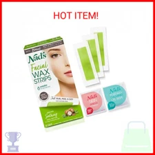 Nad's Facial Wax Strips - Hypoallergenic All Skin Types - Facial Hair Removal Fo