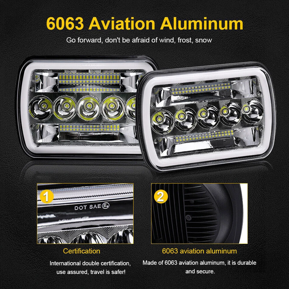 Faro LED HI/Lo DRL apto para camioneta Chevrolet K1500 K2500 K3500 1988-99 5x7" 7x6" Foto 4 de 4