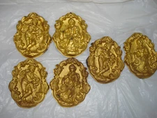 Lot of 6 Cache Hold Backs Tiebacks Curtains 19th figural gold tone