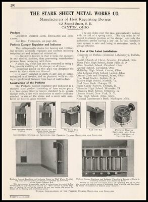 1922 Stark Sheet Metal Canton Ohio Perfecto Damper Lock Heat Regulator Print Ad