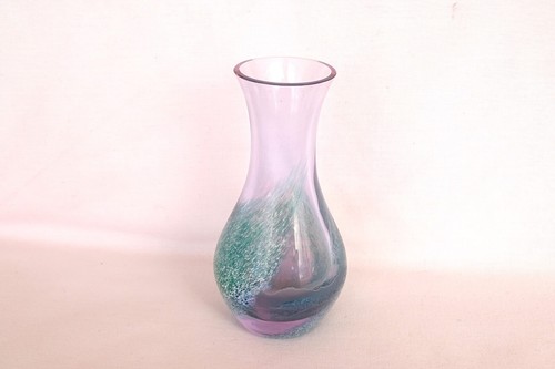 Caithness Glass Vintage Small Posy Vase Blues & Purples Swirl Etched - Picture 2 of 13