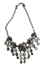 Vintage Statement Bib Necklace With Multicolor Rhinestone