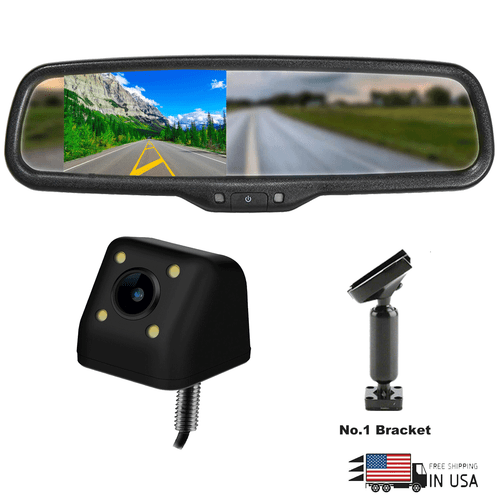 Replacement Car Rear View Mirror Monitor 4.3 Inch No1 Bracket+Backup Camera Kit - Picture 23 of 23