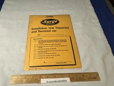 Vintage 1946 Cardboard Surge Milker Installation Inspected Serviced Checklist