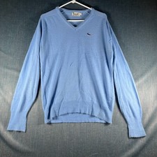 Vintage Izod Lacoste Mens Sweater Light Blue V Neck Long Sleeve Pullover Size L