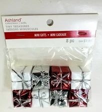 Tiny Treasures Mini Presents Red Silver White 1" Doll House Village Accessories 