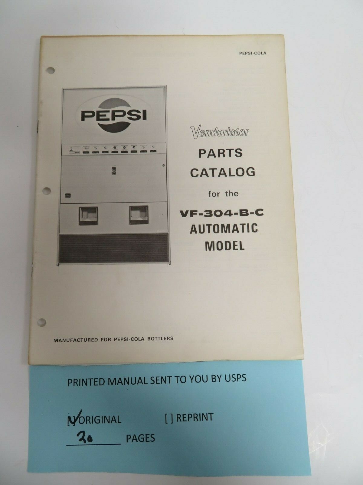 Vendorlator Parts Catalog for the VF304BC Automatic model (20 pages