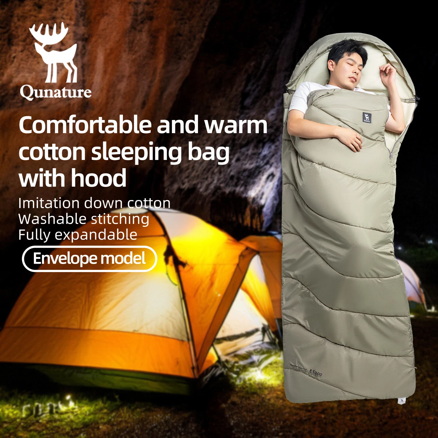 Qunature Sleeping Bag Adult Outdoor Camping Warmth Household Convenience Quilt