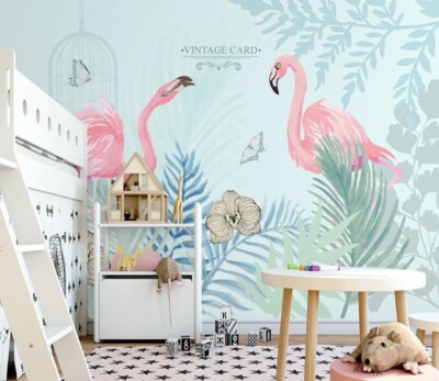 3D Rosa Flamingo M07959 Tapete Wandbild Selbstklebend Abnehmbare Aufkleber Romy