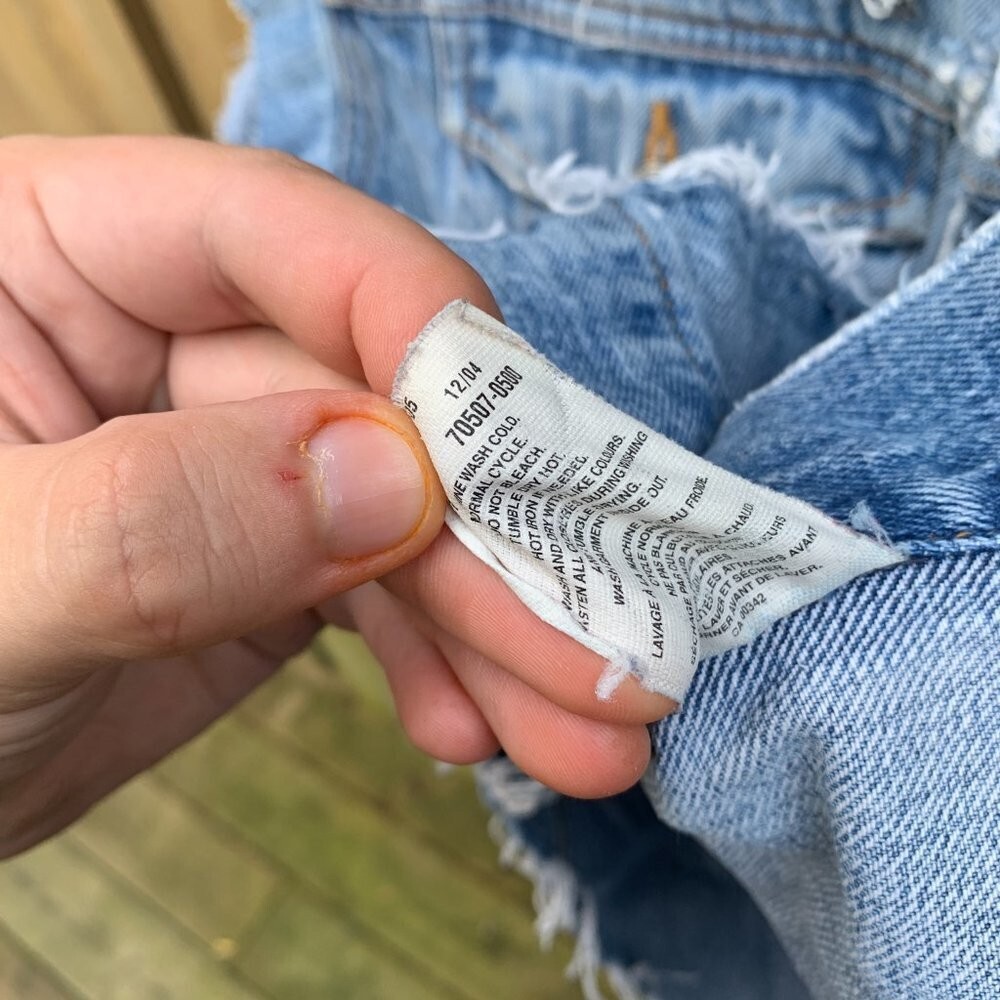 Vintage 2004 Levis Patchwork Jean Jacket Vest Sma… - image 3