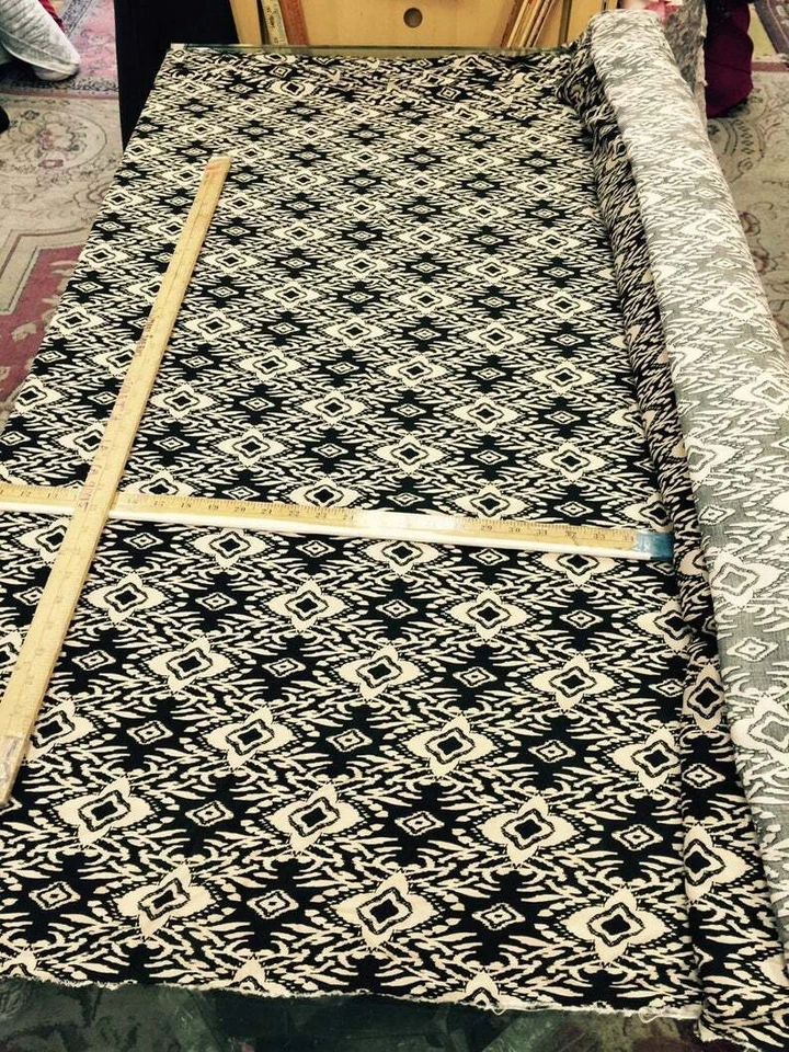 100% вискоза Challis бежевый n черный геометрический узор ткани на дворе мягкий - Изображение 4 из 4