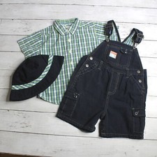 TCP Vintage Baby Boy's Bib Overall Shorts Shirt Hat Set Size 24 Months Lot