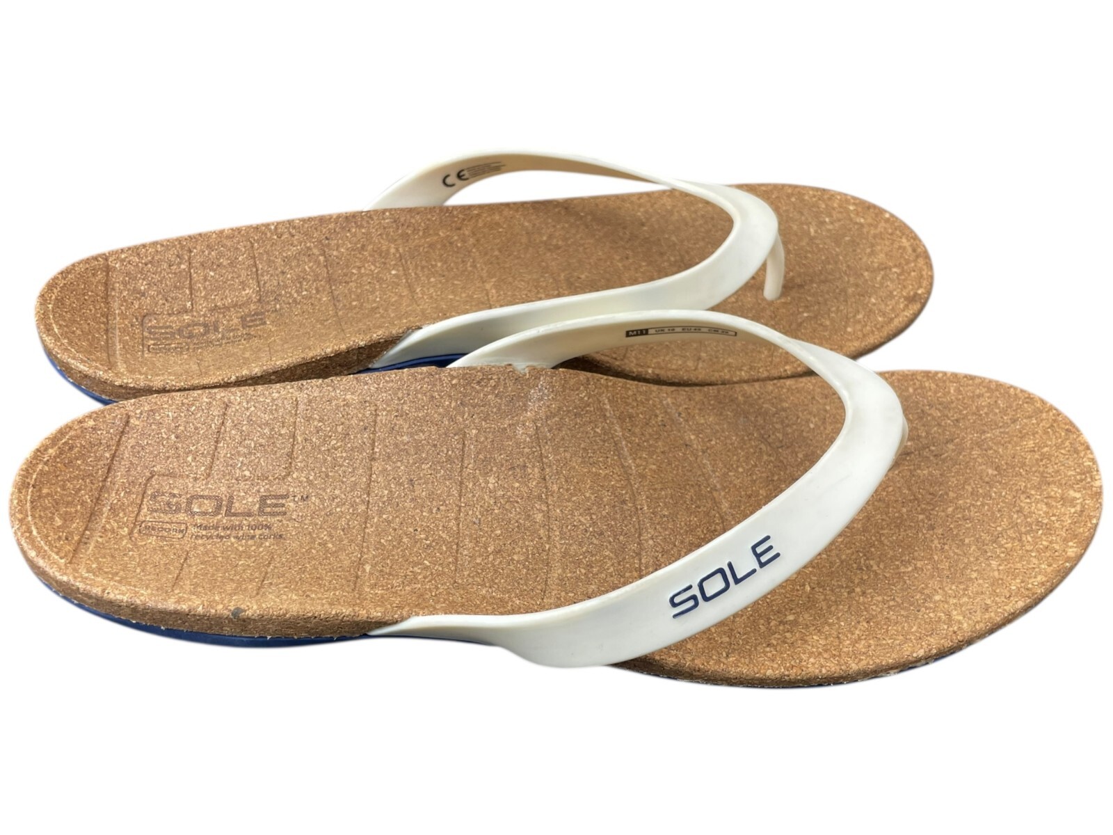 SAOLA Sandali infradito suola uomo taglia 11 bianchi ortopedici sughero perizoma