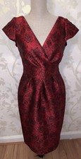 Stunning L.K.Bennett Dress Size 10 Vintage Rose Print In Red