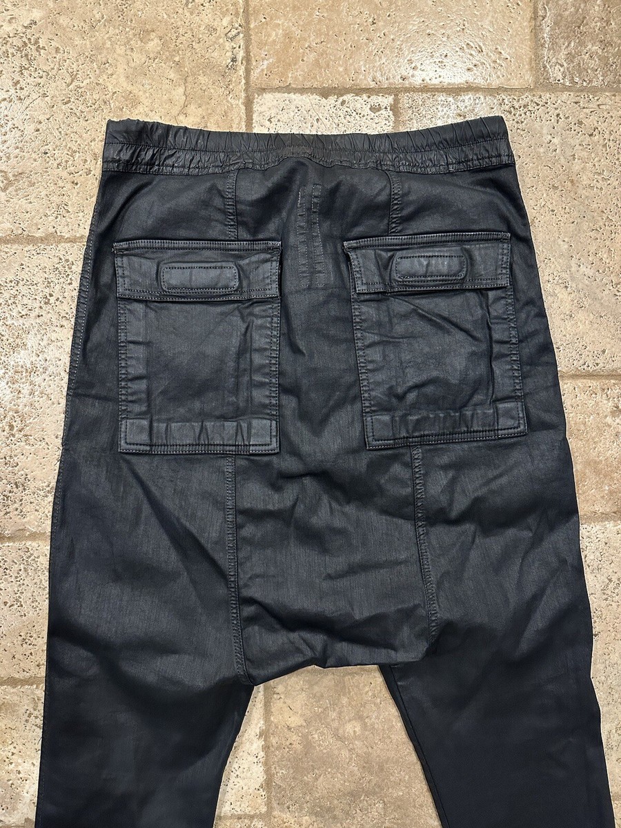 Rick Owens Black Wax Drop Crotch Drawstring Pants | eBay
