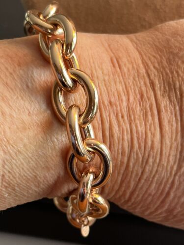 Bronzo Italia 8” Status Rolo Large Link Bracelet with Magnetic Clasp Italy - Picture 4 of 11