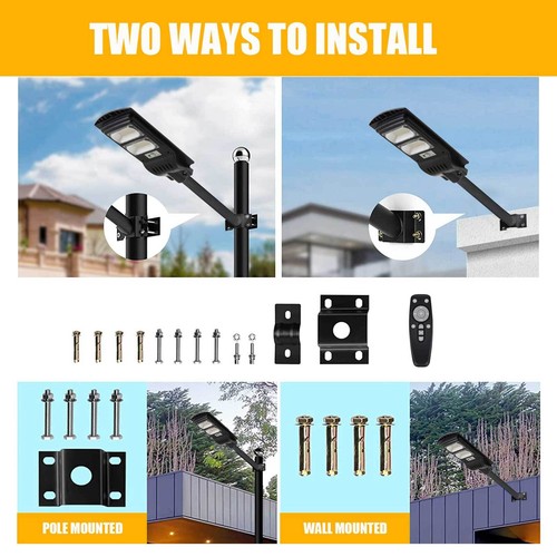 200W Solar Street Lights 300 LED Dusk to Dawn Motion Sensor Light Remote Control - Picture 11 of 12