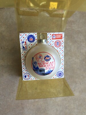 2000 Subway Series World Series Glass Christmas Ornament NY YANKEES vs NY METS