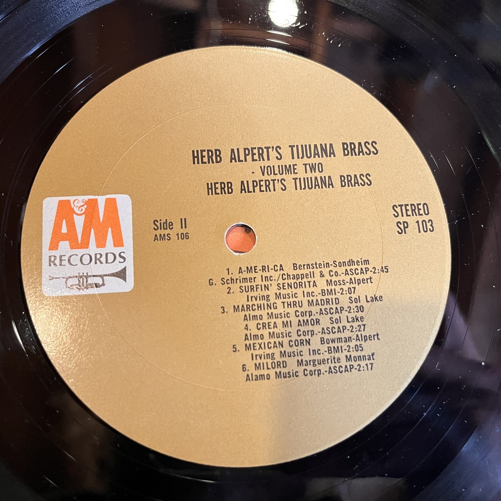 [SOUL/JAZZ]EXC LPHERB ALPERT And The TIJUANA BRASSVolume 2[1963A&M