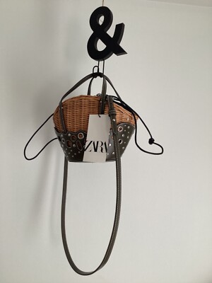 ZARA RATTAN BASKET BAG BROWN BNWT 