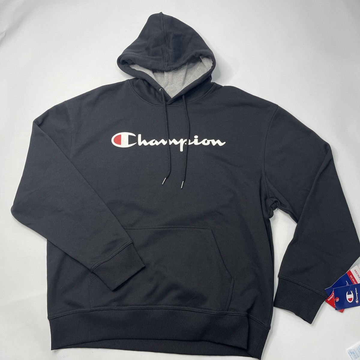 Champion Men's Hoodie Powerblend Sweatshirt Satin Stitch Script