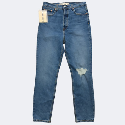 GRLFRND Piper Jeans Women 29 Blue Super High Rise Stretch Slim Crop Distressed