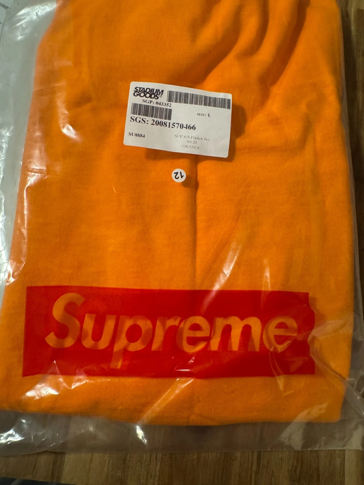 SUPREME New York T shirt manches courtes poche ORANGE homme grand NEUF ! S/S 20