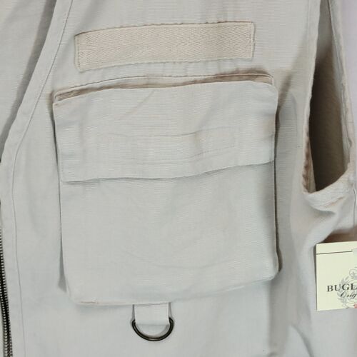Gilet con cerniera Bugle Boy vintage nuovo con etichette pesca tattica escursionismo fotografia XL - Foto 3 di 9